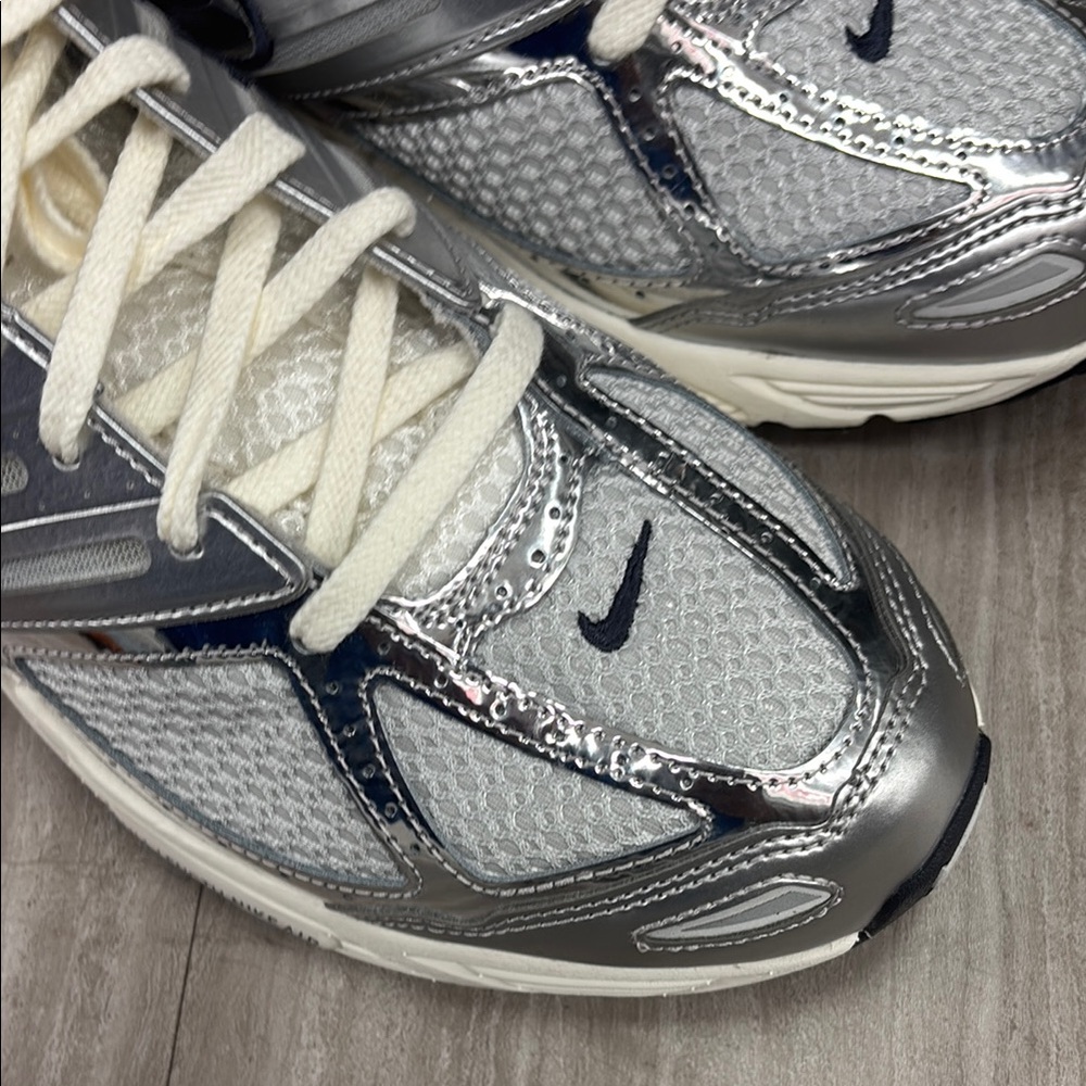 Nike Silver and White Sneakers Breathable Mesh Design